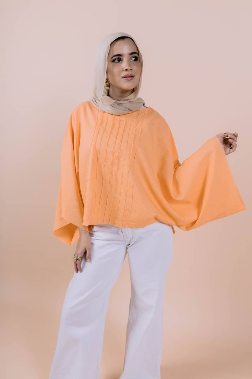 Easy To Wear Poncho In Orange