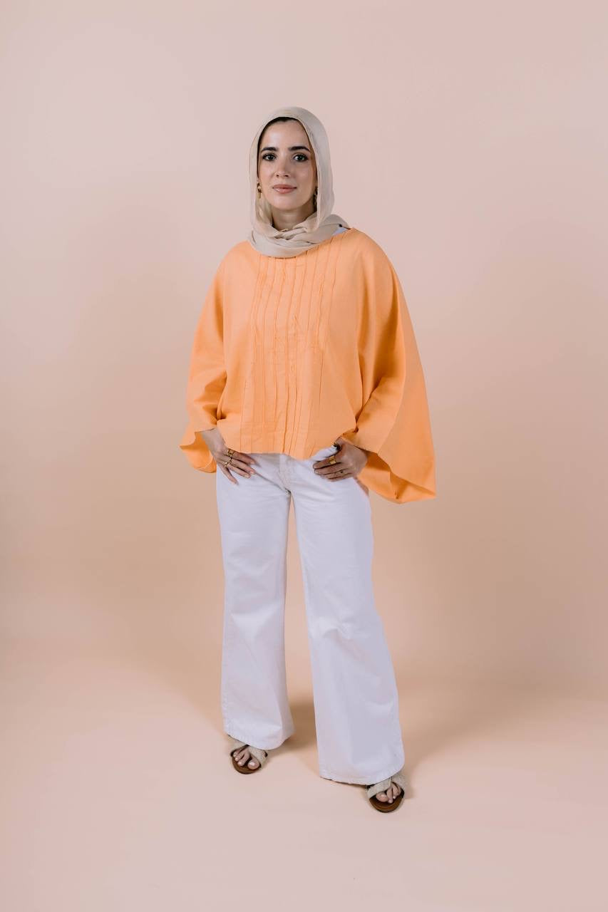 Easy To Wear Poncho In Orange