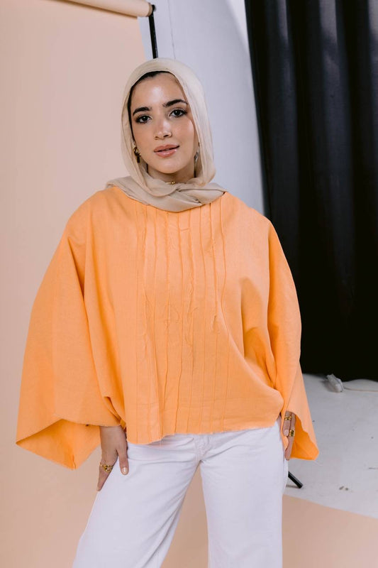 Easy To Wear Poncho In Orange