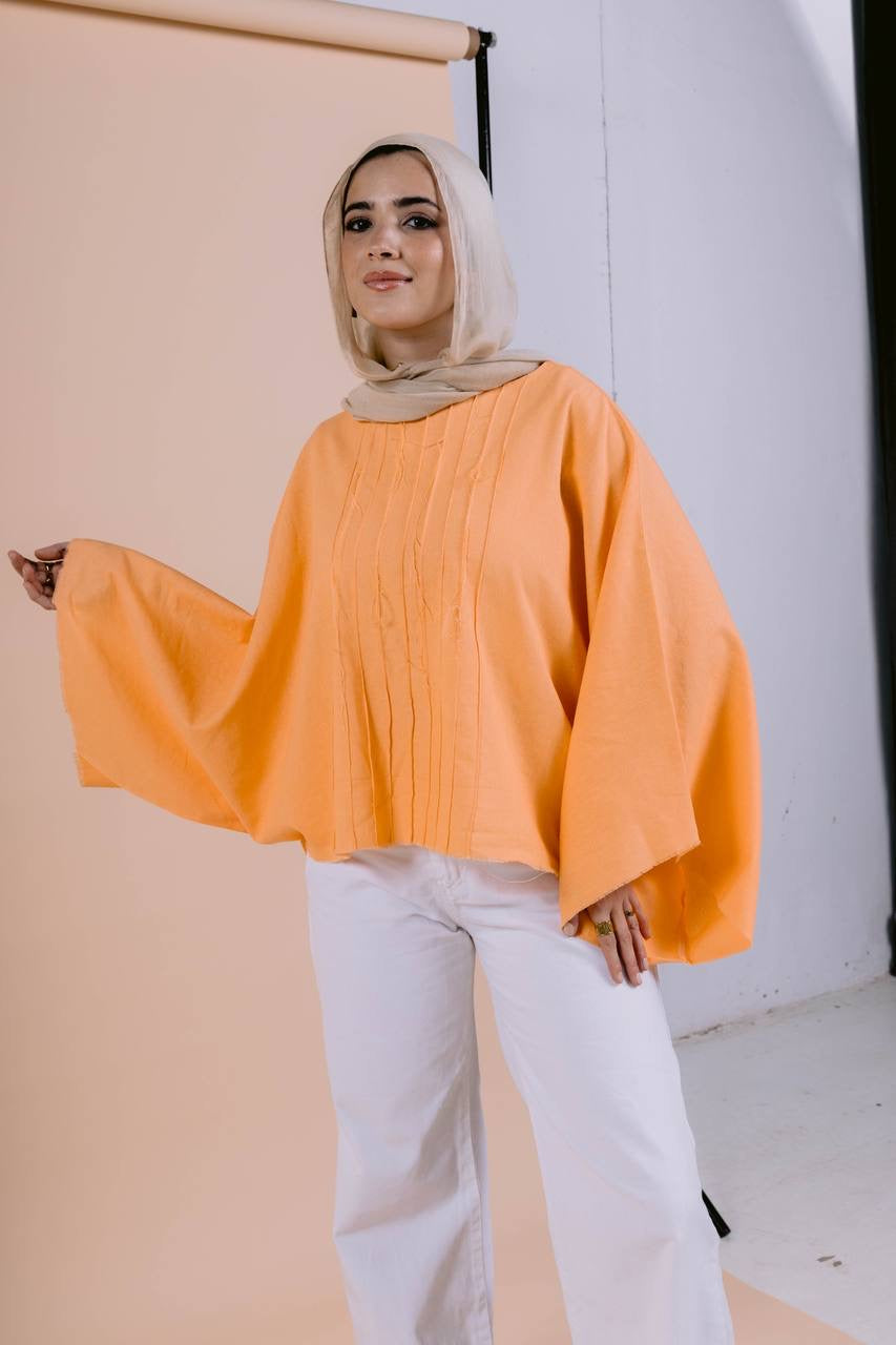 Easy To Wear Poncho In Orange