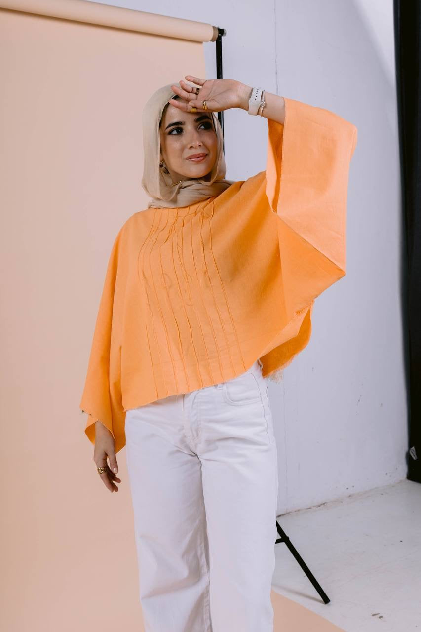 Easy To Wear Poncho In Orange